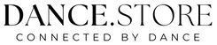 Logo of Dance.Store with tagline 'Connected by Dance' on a black background